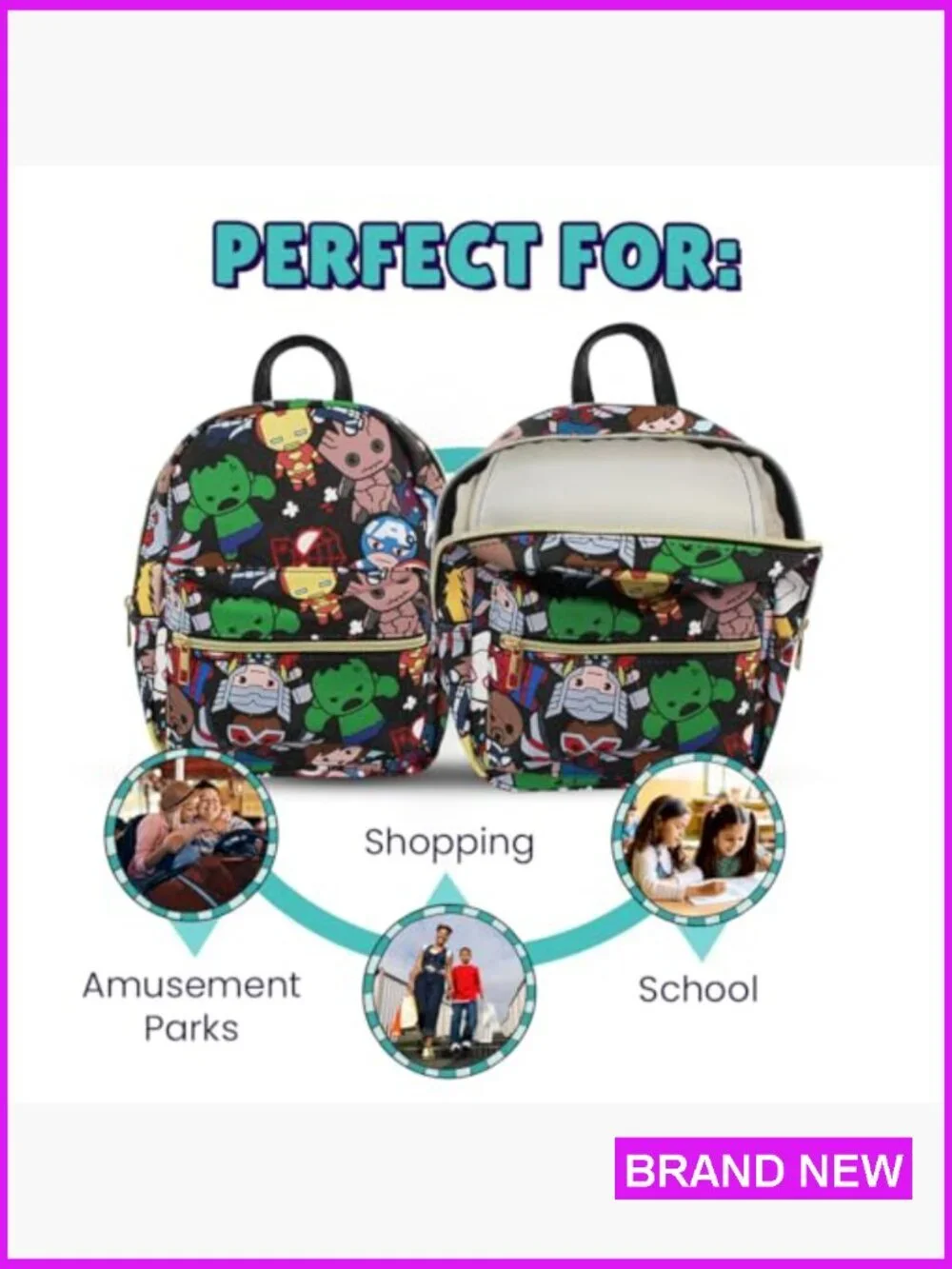 Mini Backpack Purse Kawaii Style Adjustable Straps Faux Leather Casual Daypack - Picture 4 of 7